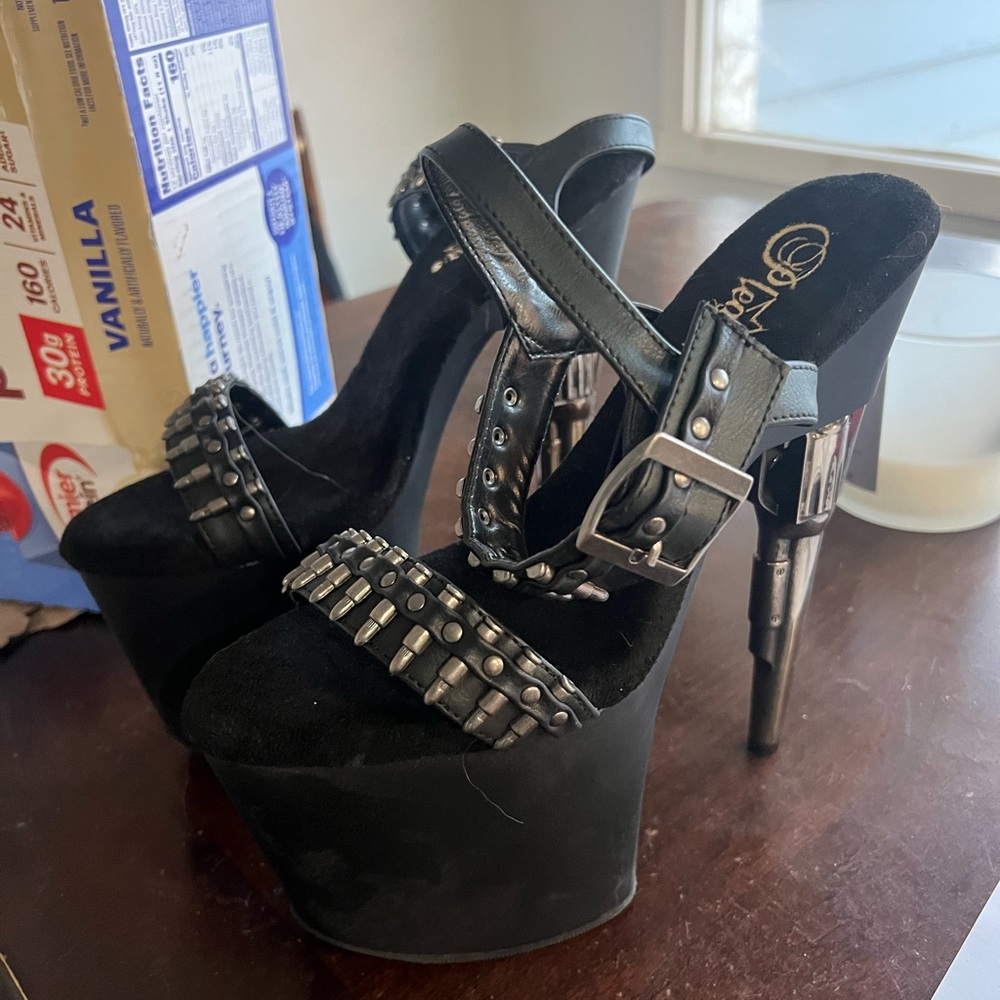 Studded Black Pleasures gun details never worn.
